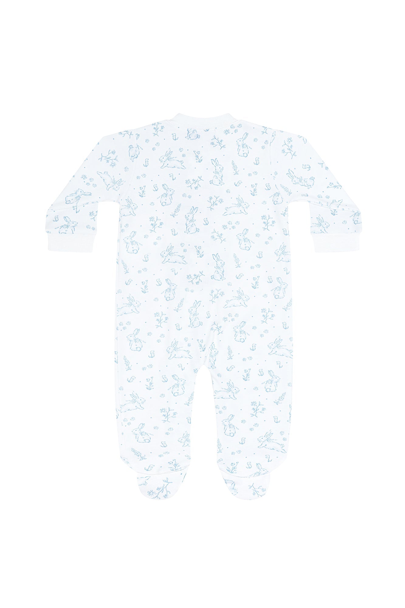 Image of Blue Bunny Toile Zipper Footie